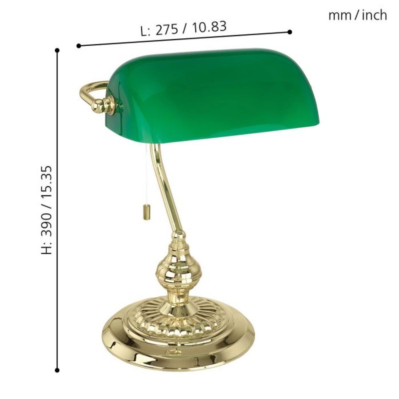 Eglo Banker bordlampe, Messing/Grønn