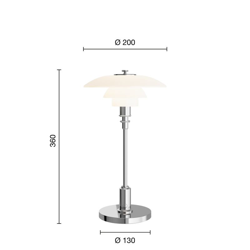 Louis Poulsen PH 2/1 Oppladbar Bordlampe, Krom