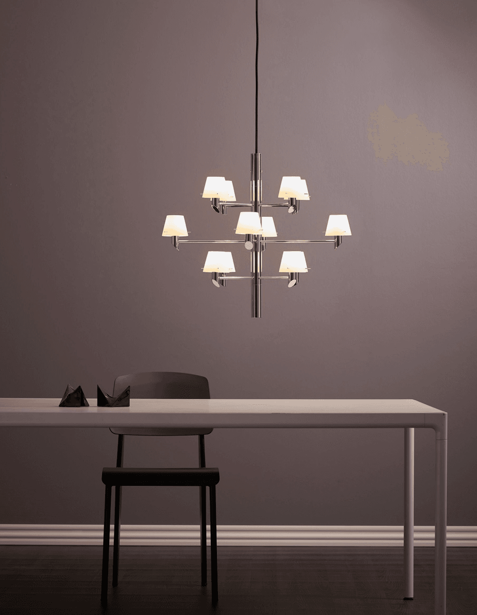 Herstal - Gil lysekrone 12  Messing / opalglass