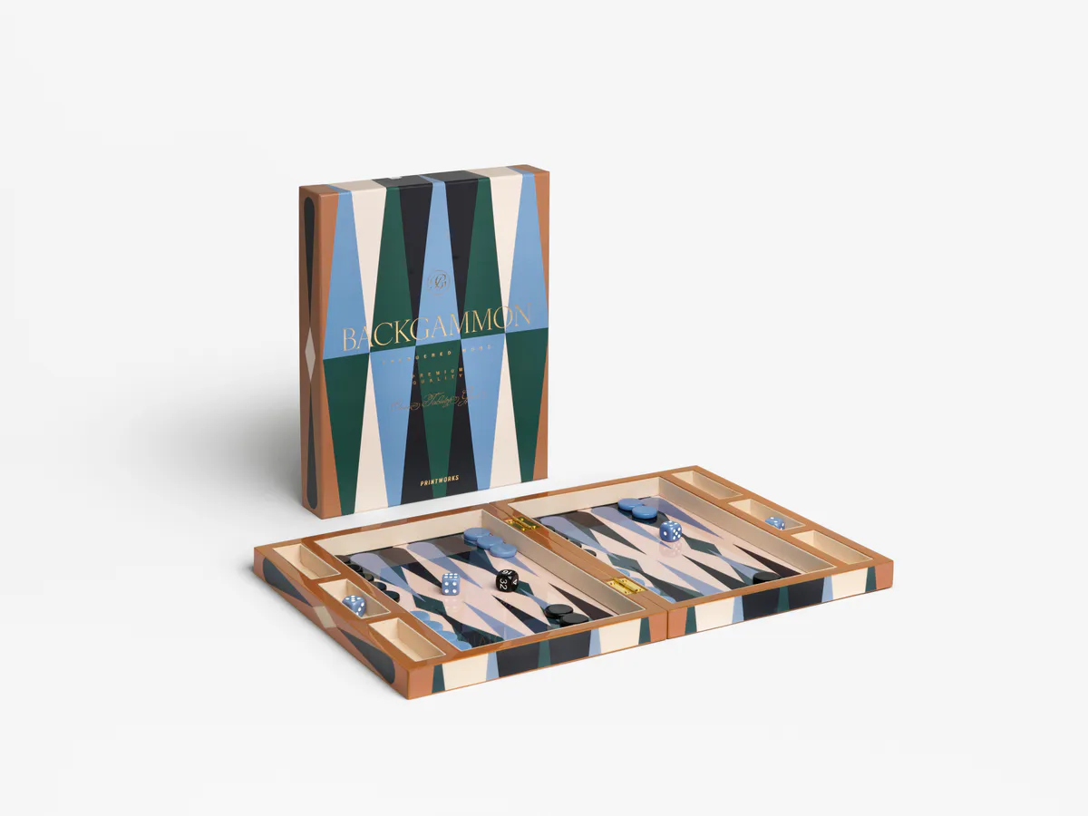 Printworks Lacquered Backgammon Brettspill, Multi
