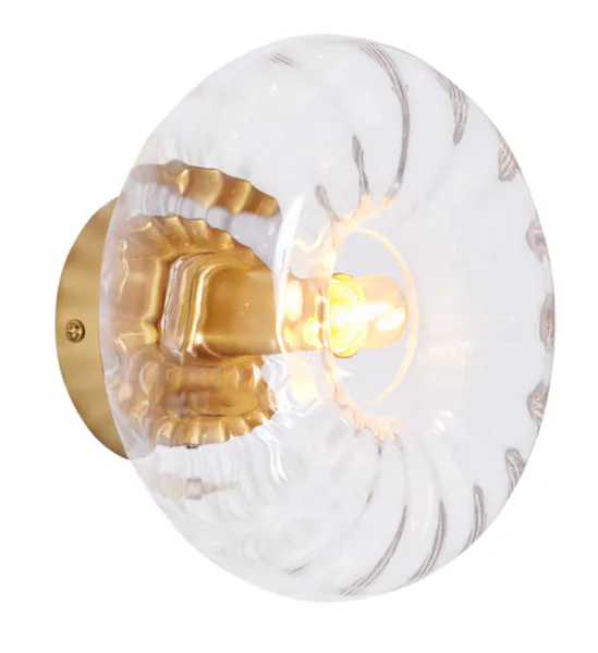 Hovedbilde MS Belysning - AURORA Vegg-/Taklampe – Gullfinish og klart glass